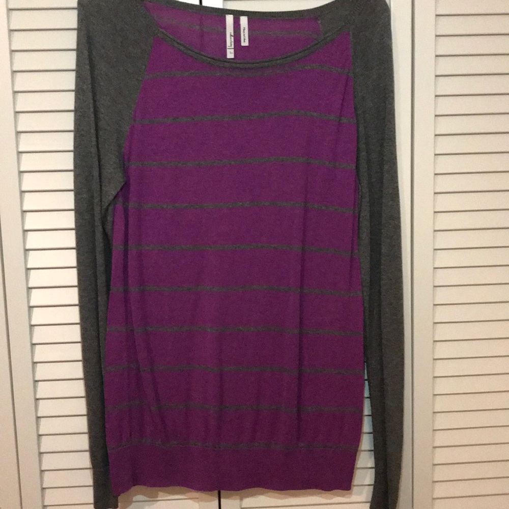 Purple & gray striped light sweater